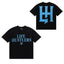 Life Hustlers Minimalist Serif Logo Tee - Black (Blue Logo)