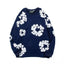 "Denim Tears" Navy Blue Floral Pattern Full-Zip Hoodie