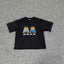 Mertra Twin Figures Cartoon Graphic Tee - Black