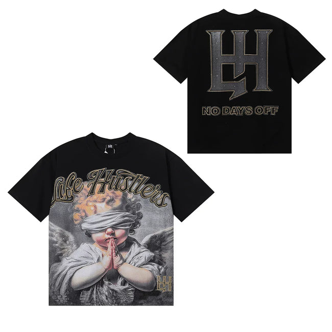 Life Hustlers Blindfolded Cherub Graphic Tee - Black Hover Image