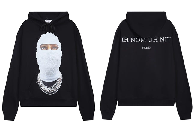 IH NOM UH NIT Textured Mask Pearl Hoodie - Black Hover Image