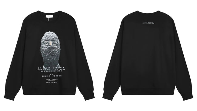 IH NOM UH NIT Rhinestone Mask Sweatshirt - Black Hover Image