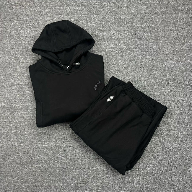 Mertra Minimalist Fleece Tracksuit Set - Black Hover Image