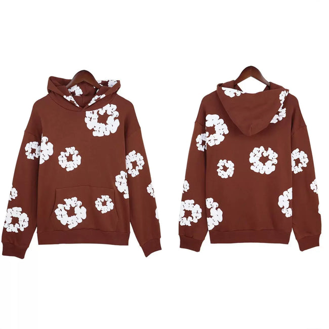 "Denim Tears" Brown Floral Pattern Full-Zip Hoodie Hover Image