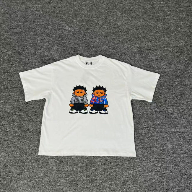 Mertra Twin Figures Cartoon Graphic Tee - White Hover Image