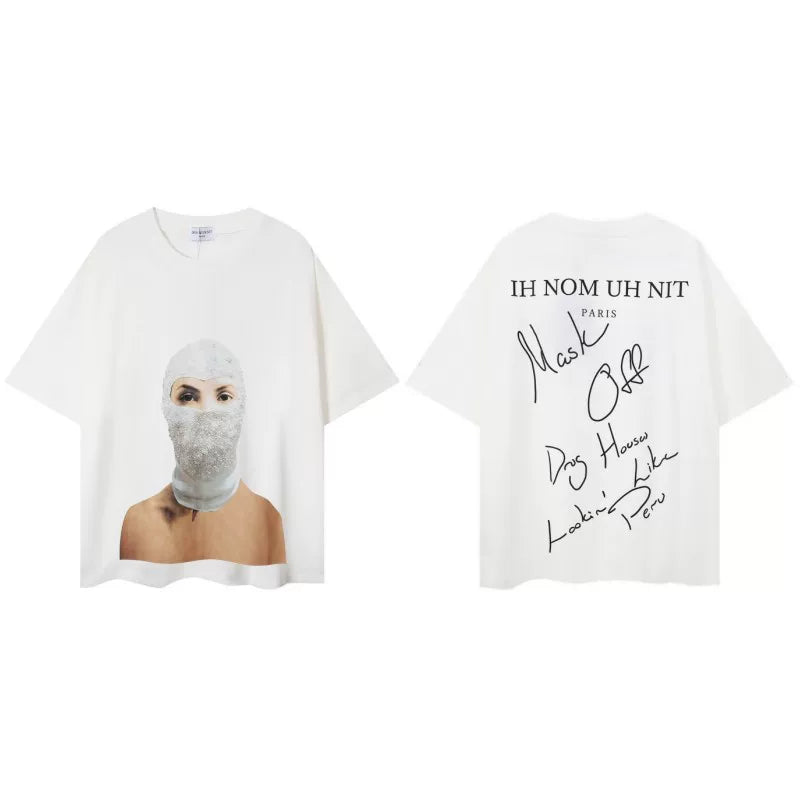 IH NOM UH NIT Masked Female Script Tee - Off-White
