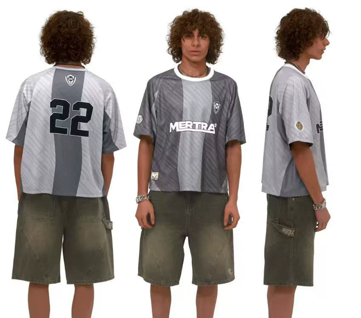 Mertra Monogram Panel Jersey - Grey/White