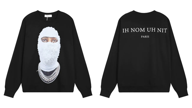IH NOM UH NIT Textured Mask Pearl Sweatshirt - Black Hover Image