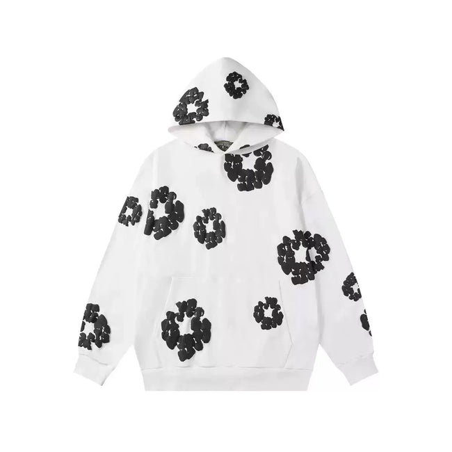 "Denim Tears" White/Black Floral Pattern Full-Zip Hoodie Hover Image