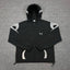 Mertra Patterned Panel Hooded Windbreaker - Black