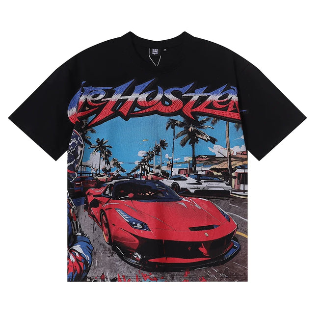 Life Hustlers Supercar Racing Graphic Tee - Black Hover Image