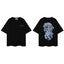 IH NOM UH NIT Blue Floral Mask Back Print Tee - Black