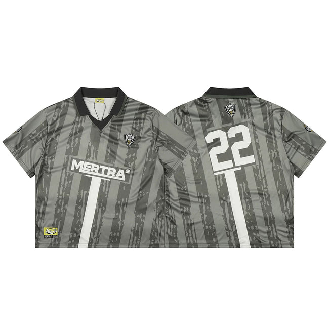 Mertra Vintage Patterned Soccer Jersey - Grey/Black Hover Image