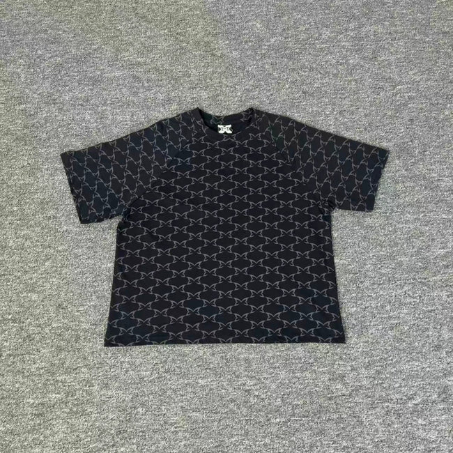 Mertra All-Over Monogram Pattern Tee - Black Hover Image