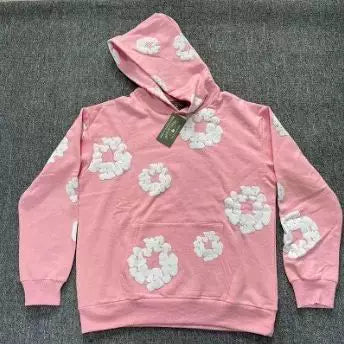 "Denim Tears" Pink Floral Pattern Full-Zip Hoodie Hover Image