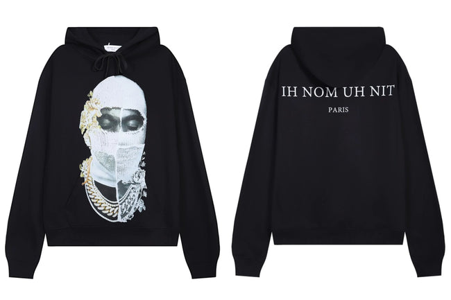 IH NOM UH NIT Gold Accented Mask Hoodie - Black Hover Image