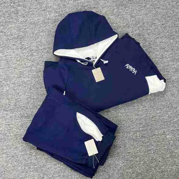 Mertra Contrast Colorblock Fleece Tracksuit Set - Navy Blue/White Hover Image