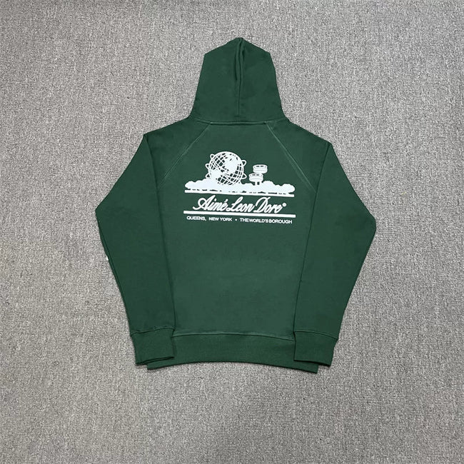 Aimé Leon Dore World Graphic Hoodie - Forest Green Hover Image