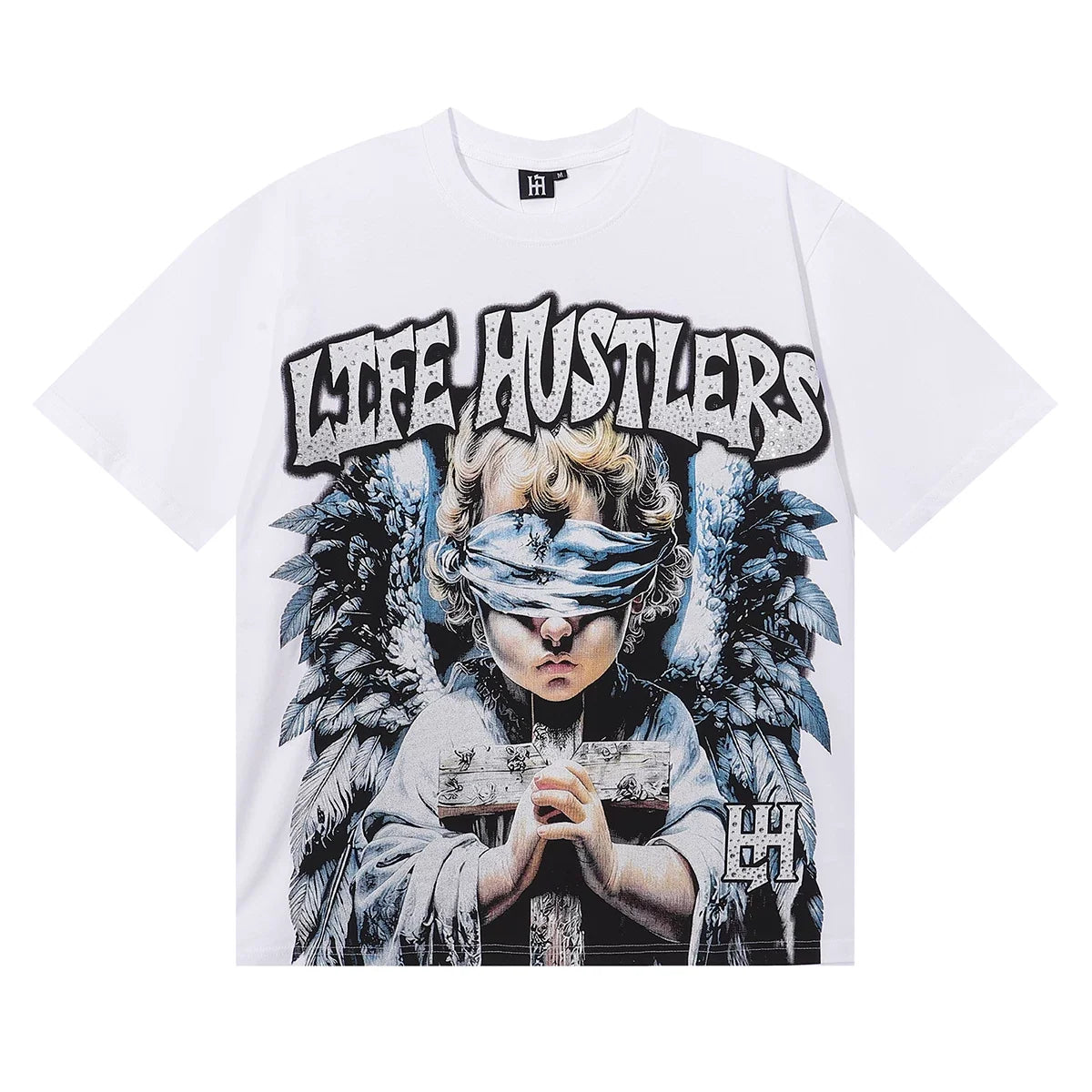 Life Hustlers Blindfolded Cherub Graphic Tee - White