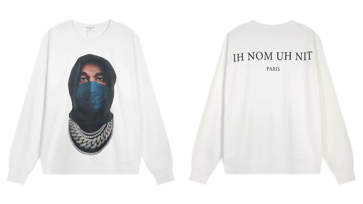 IH NOM UH NIT Masked Figure Cuban Link Sweatshirt - Off-White