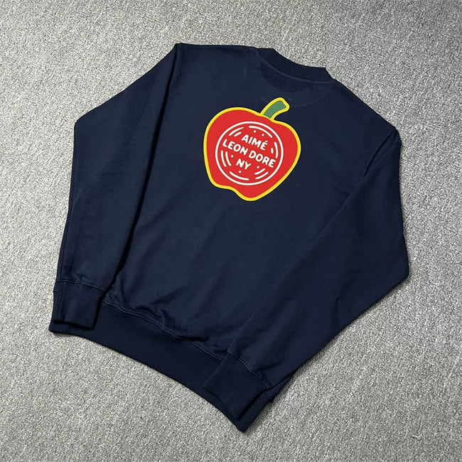 Aimé Leon Dore Apple Graphic Sweatshirt - Navy Hover Image