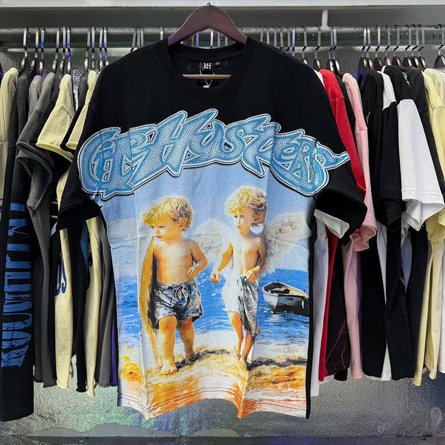 Life Hustlers Cherub Angels Graphic Tee - Black Hover Image