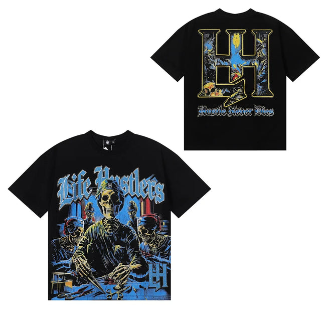 Life Hustlers Skeleton Wolverine Graphic Tee - Black Hover Image