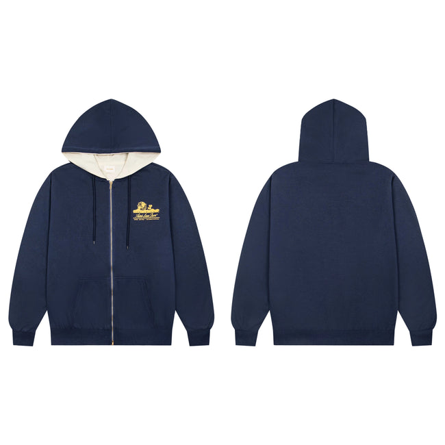 Aimé Leon Dore Thermal-Lined Script Zip-Up Hoodie - Navy Hover Image