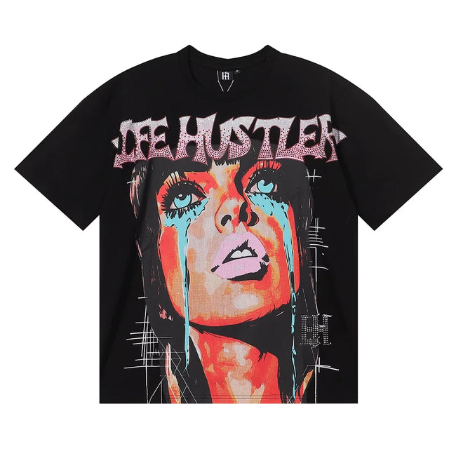 Life Hustlers Crying Woman Graphic Tee - Black Hover Image