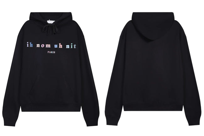 IH NOM UH NIT Colorful Lettering Small Logo Hoodie - Black Hover Image