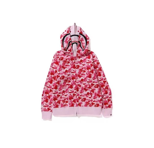 BAPE Shark Full Zip Hoodie – Dual Hood Pink Camo Edition Hover Image