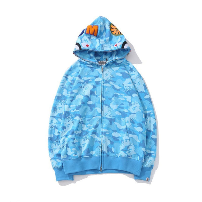 Bape Blue Camo Shark Full-zip Hoodie Hover Image
